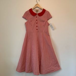 NWT Vintage 50s Repro Candy Stripe Peter Pan Collar Shirt Dress - Lindy Bop